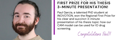 Paul Garcia from inovotion, wins the first prize for his thesis 3-Minute presentation Paul Garcia from inovotion, wins the first prize for his thesis 3-Minute presentation